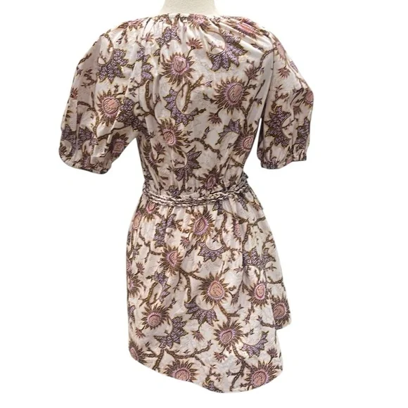 A.L.C. Adelaide Floral Tie Waist Puff Sleeve Mini Dress SZ 10 - Picture 11 of 15
